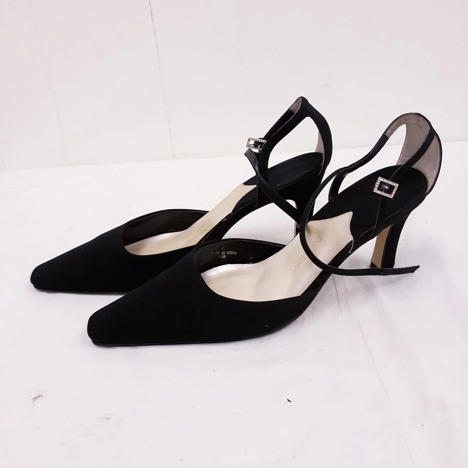 Caparros Mujer Talla 10M Negro Punta Tacones Correa Tobillo Estrás Foto 2 de 4