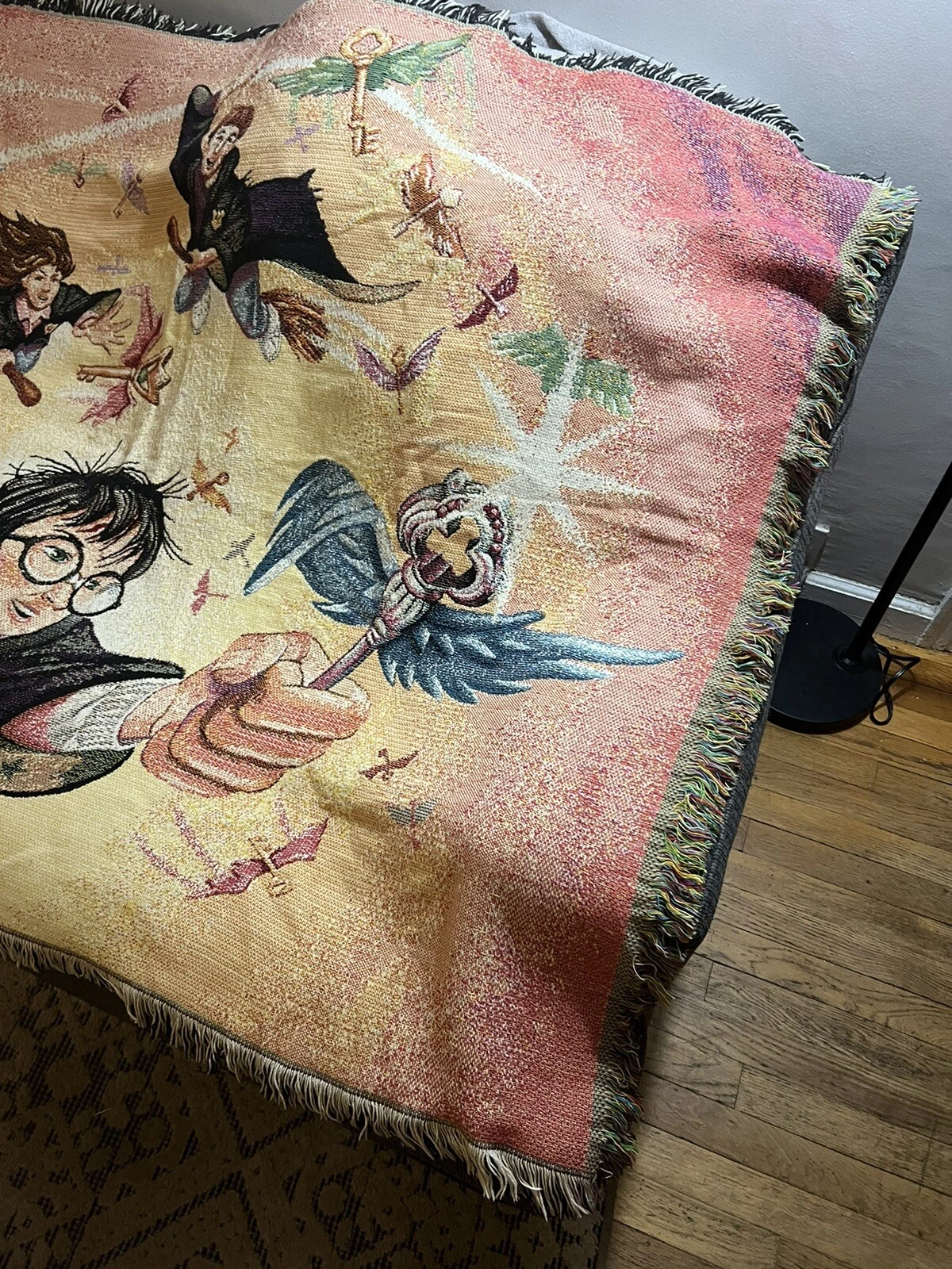 Harry Potter The Key Tapestry Throw Blanket Woven  Vintage 2000 46" x 60"