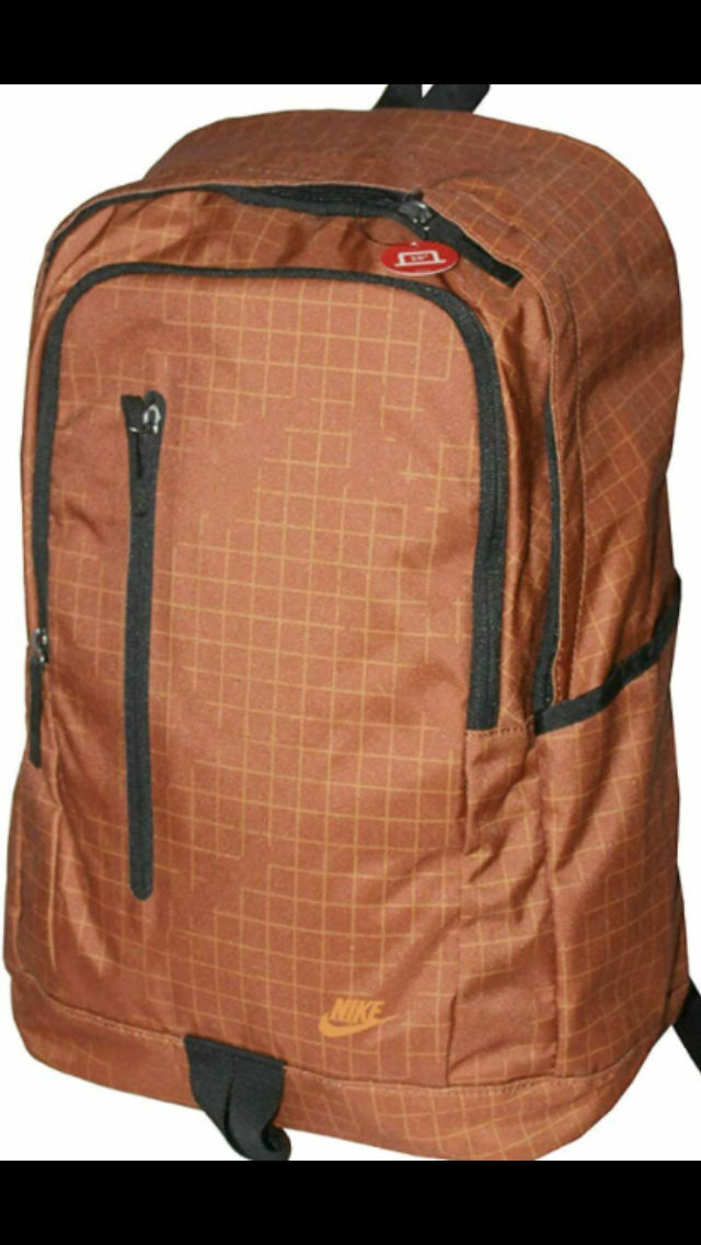 NEW Nike backpack bookbag L Brown DISTRESSED GRID PRINT
