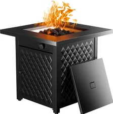 PROPANE GAS FIRE PITS Table with Lid Lava Rocks 