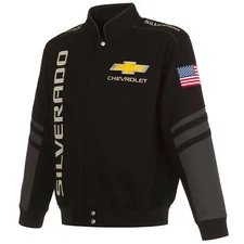 Authentic Chevrolet Silverado Embroidered Cotton Jacket JH Design Black new