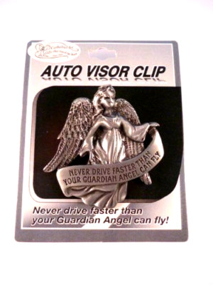 Cathedral Art Glow in The Dark Guardian Angel Visor Clip, Never Drive