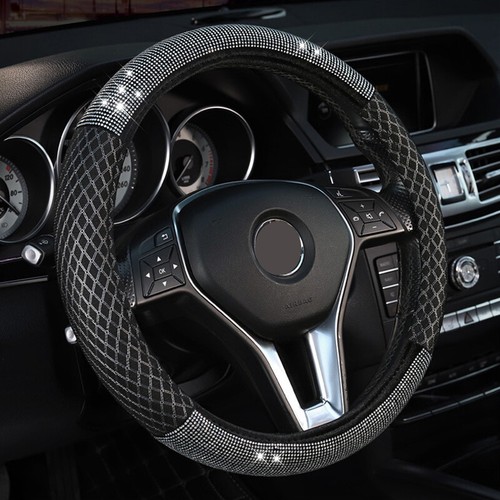 Car Universal Steering Wheel Handle Cover 38cm/15" Shiny Bling Diamond Anti-skid - Bild 8 von 12