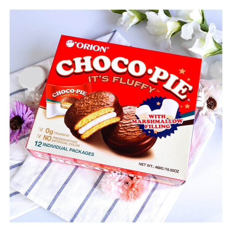 ORION Choco Pie with Marshmallow Filling, Cotton Candy