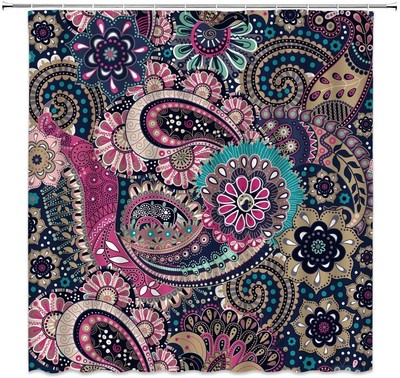 Nice Blue Purple Paisley Boho Swirl Chic Beautiful Fabric Shower Curtain Blue Purple Paisley Boho Swirl Chic, Purple Paisley Shower Curtain