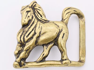 Solid Brass Horse Stallion Pony Trinity Buckle Co. Vintage Belt Buckle