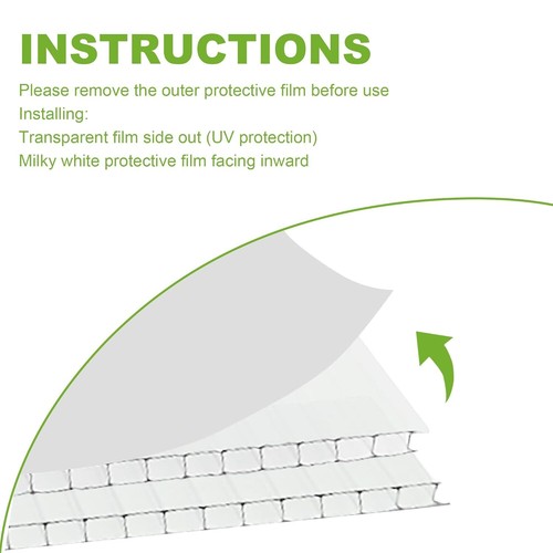 14PACK Polycarbonate Roofing Sheets 4MM High Clear Greenhouse Replacement Panels - Bild 6 von 13
