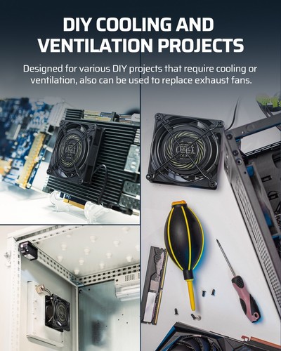 DEWENWILS 2 Pack 120V AC Fan, Waterproof Exhaust Fan 80mm, 14W 2470RPM 21CFM, - Picture 7 of 10