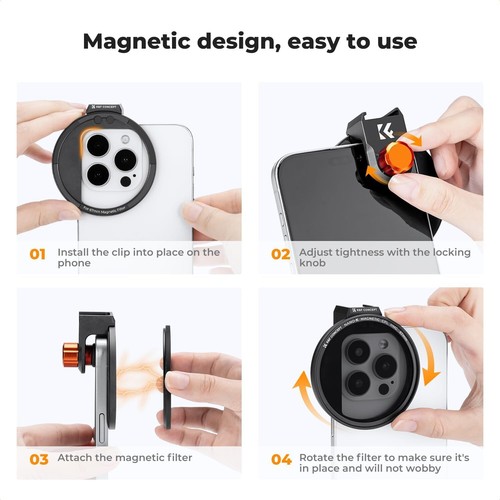 K&F Concept Clip On VND / CPL Phone Lens Filter Kit for iPhone 15 Pro Max 14 13 - Picture 13 of 42