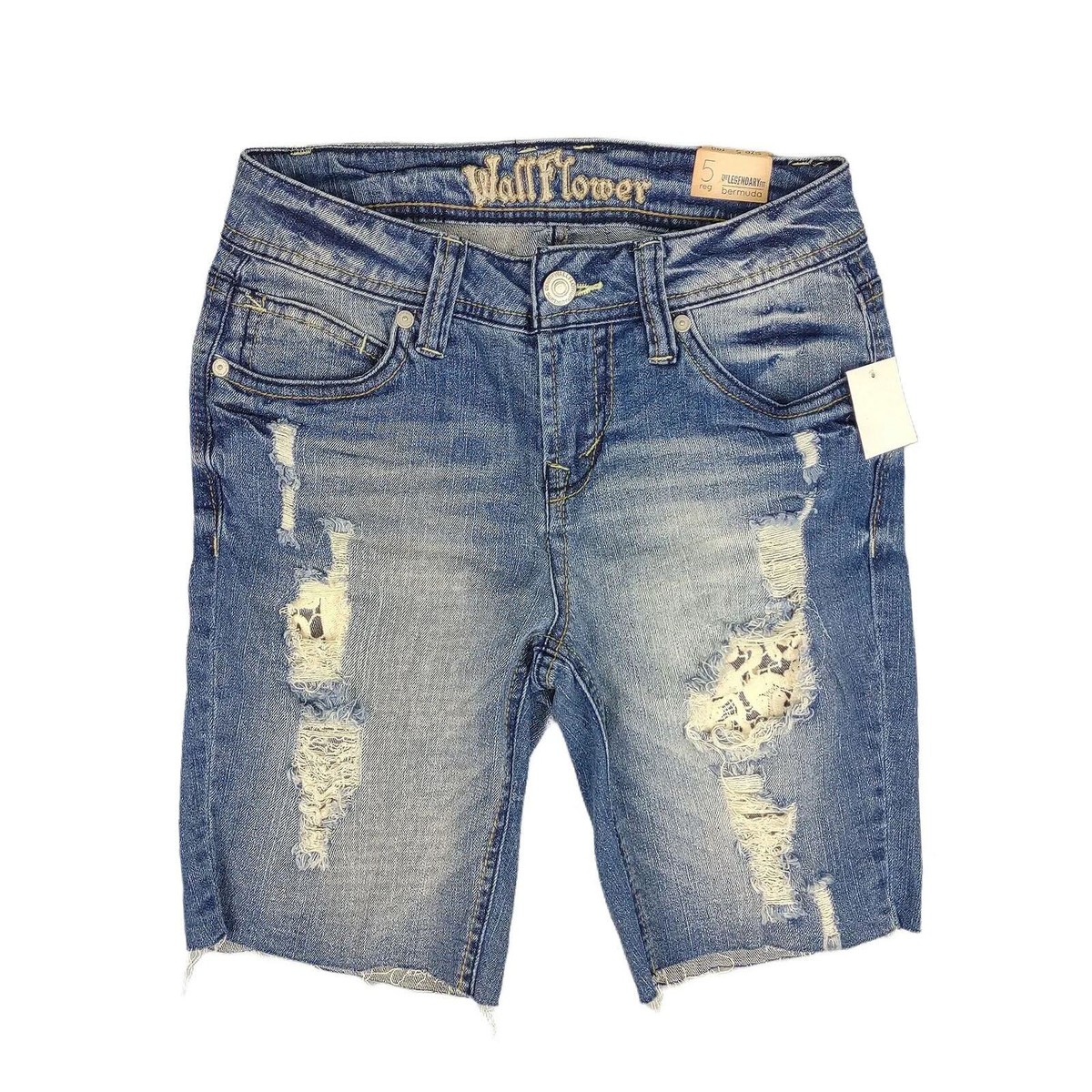 NWT Wallflower Bermuda Distressed Jean Shorts, Jorts, Juniors
