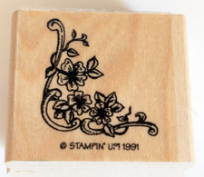 Wood/Rubber Stamp Flowers Corner Boarder