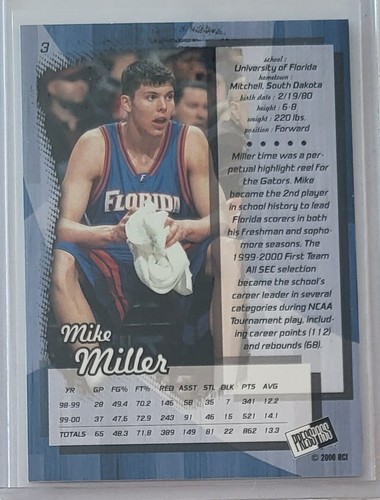 Carta Basket 2000 Press Pass Silver #3 Mike Miller Florida Gators - Foto 2 di 2