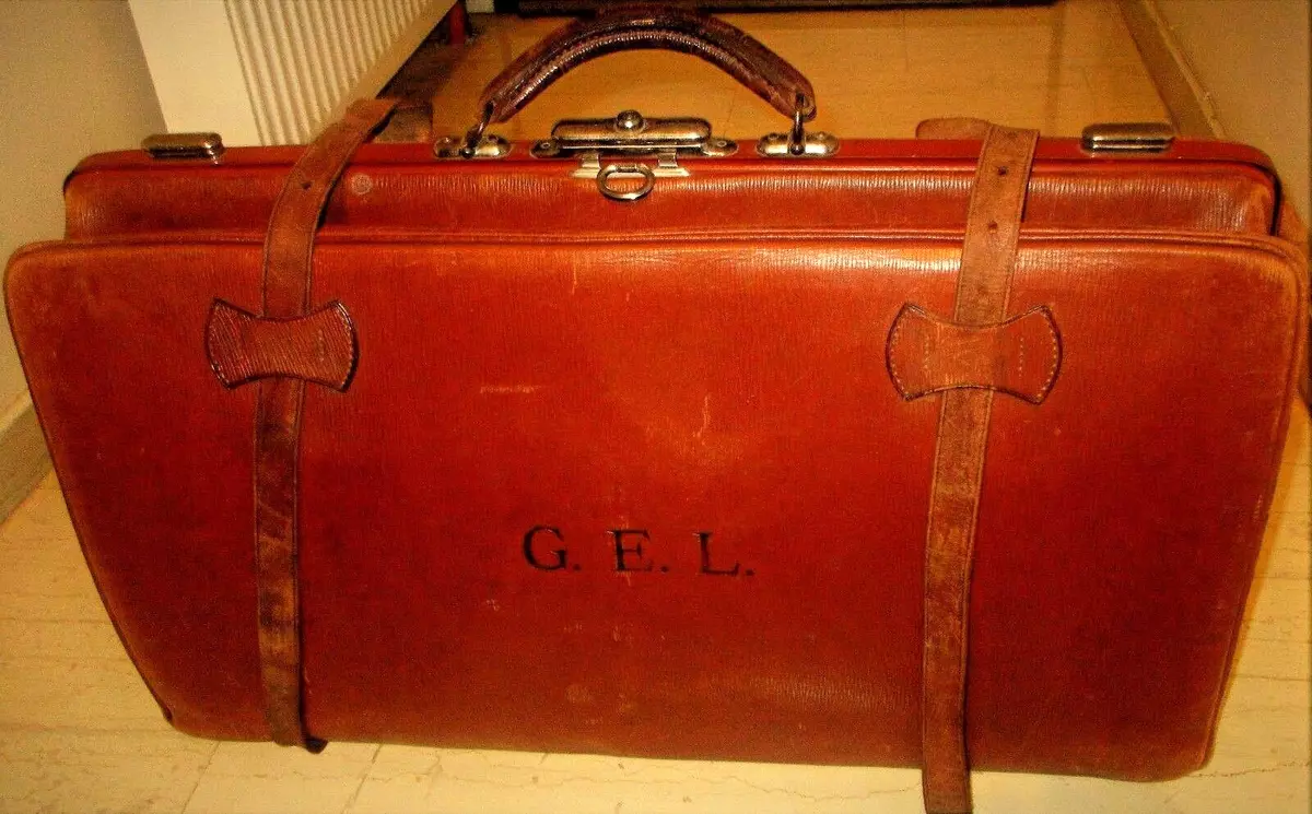 UNIQUE VINTAGE EXTRA QUALITY LEATHER LUGGAGE BROWN TRAVEL BAG FROM