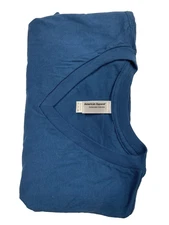 American Apparel Sustainable Collection Unisex V Neck T-Shirt 100% cotton Blue M