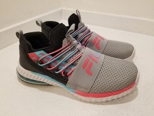 NEW SIZE 4 Fila Fantastiq 2 Girls' Running Shoe Athletic Slip On Gray Blue SH2