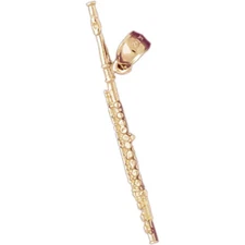 New 14k Yellow Gold Flute Charm Pendant