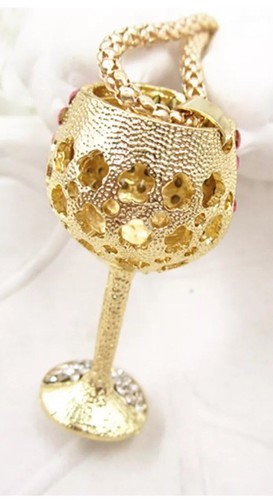 Betsey Johnson Necklace WINE Glass Pink Gold Crystal NAPA VALLEY Gift Box Bag - Picture 10 of 12
