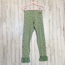 Matilda Jane  Girls Green Floral Print Ruffle Pants  Size: 10Y