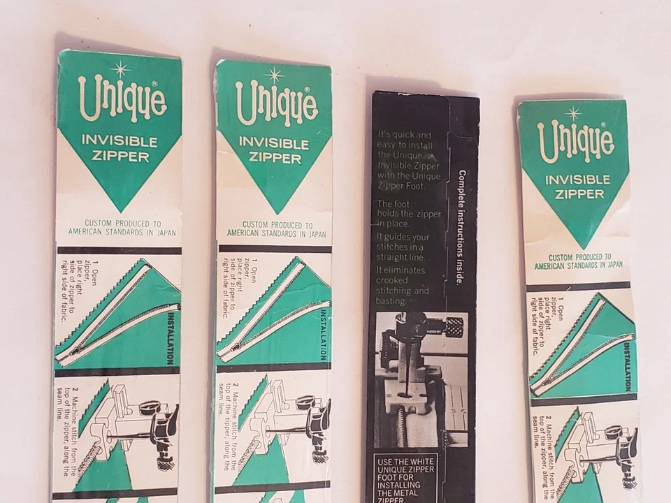 Invisible Zippers NOS Vtg Set of 4 Unique 16"-18" Pastel New Original Packages - Image 3 of 4