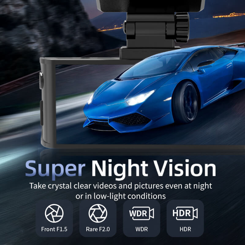 REDTIGER Front and Rear 4K Dash Camera Free Hardwire Kit Dash Cam Wifi