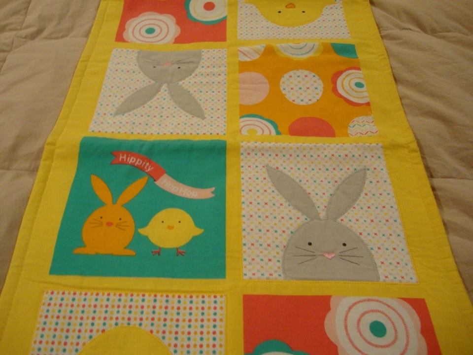 ESSENTIAL HOME Easter Yellow Table Runner Centerpiece Rabbits Chicks Eggs    264 - Image 3 of 4