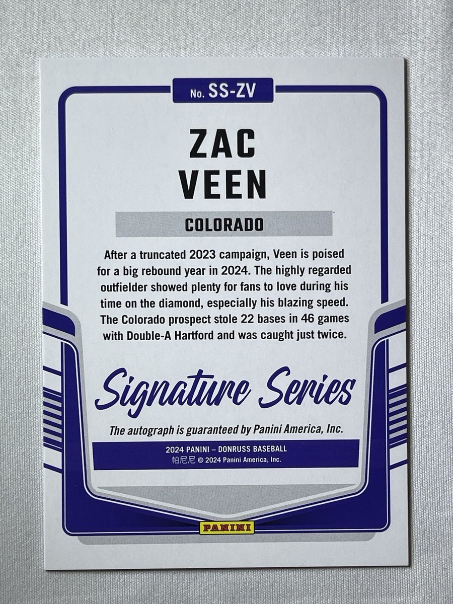 Zac Veen RC 2024 Panini Donruss Signature Series Blue Auto