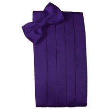 Men's Purple Satin Bow Tie and Cummerbund Set