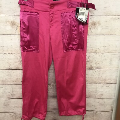 NWT Rampage Clothing Co Pink Capri Pants Satin Accents Leg Ties Jr 7  