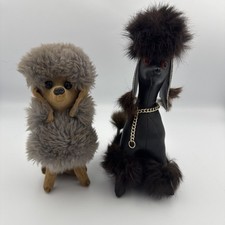 1960s Plush Poodle Dog Lot Kamar Herman Pecker Wire Tail Made in Japan