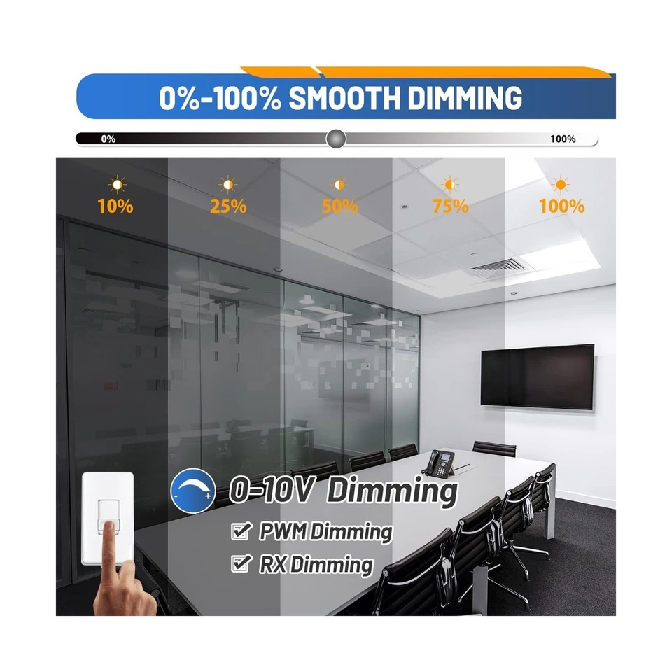 LED Flat Panel Light 2x2 Foot 5CCT Selectable 0-10V Dimmable 7200 Lumens 6 Pack - Image 3 of 4