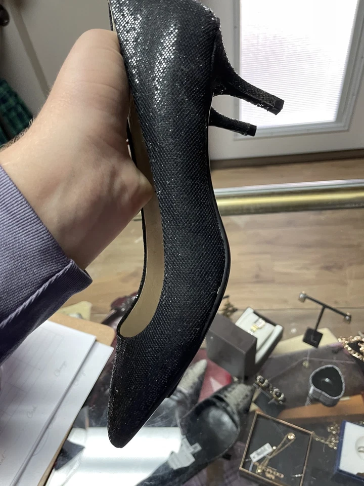 Michael Kors Black Shimmer Pointed Toe Ladies Kitten Heels - Size 8.5 - Image 3 of 4