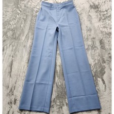 Vintage 80s Levi's Pants Womens 14S Blue High Rise Wide Leg Polyester Trousers