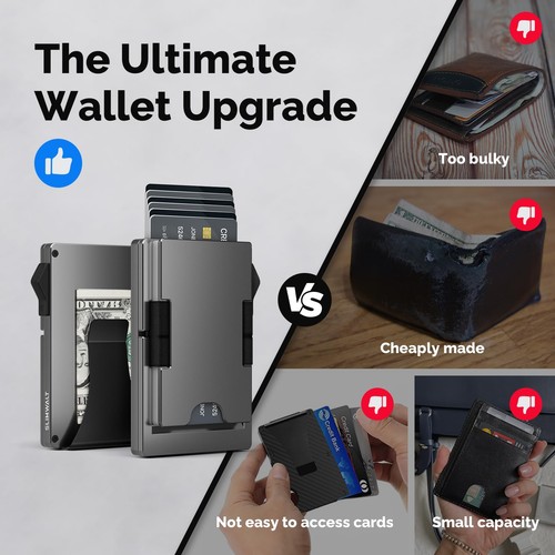 Cartera para hombre con clip para dinero - Tiene capacidad para 10-20 tarjetas, bloqueo RFID pared minimalista... - Imagen 6 de 7