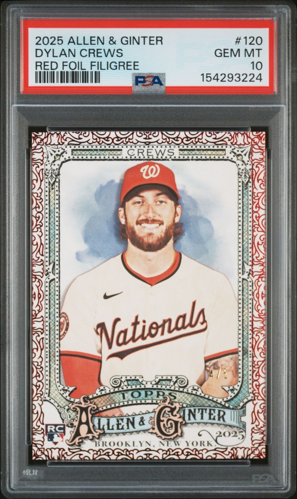 2025 Topps Allen and Ginter Dylan Crews Red Foil Filagree /5 (RC)