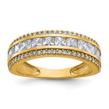 10K Yellow Gold Polished Cubic Zirconia Ring Size 7 for Women 2.68gm