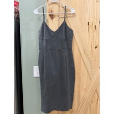 H&M Women Charcoal Gray Bodycon Midi Dress Sweetheart Neck Spaghetti Strap M