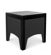 Rattan Effect Square Garden Side Table Patio Coffee Tea Outdoor Furniture Black