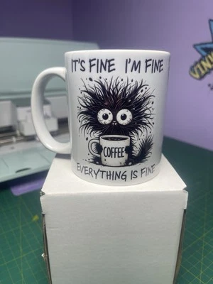 "HANDMADE" One Cat Short Of A Crazy Cat - Fun Novelty Tea/Coffee Mug - Gift Idea