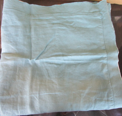 West Elm double flange teal natural linen euro sham  New wo tag
