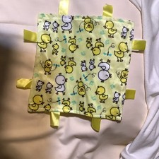Swiggles Yellow Duck Lovey Baby Security Blanket Ribbon Tags Ducky Plush