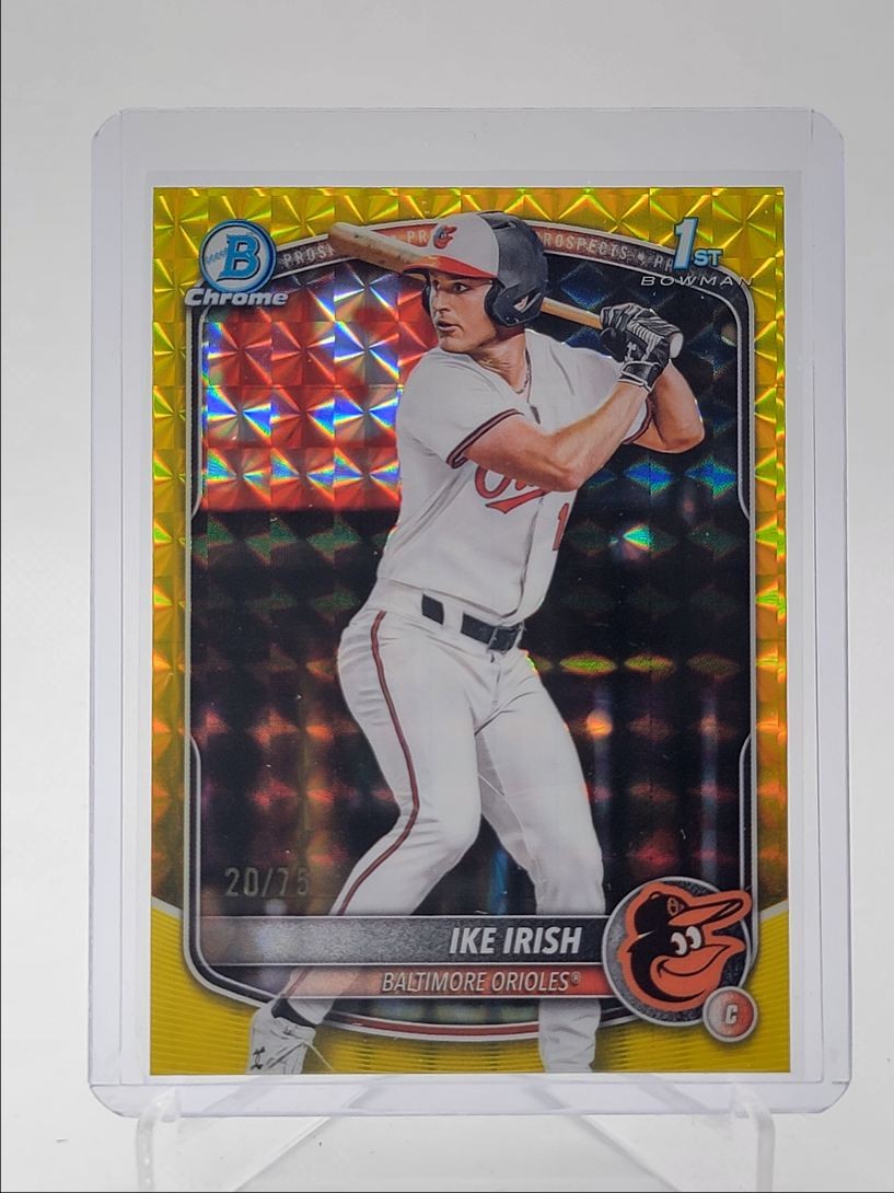 IKE IRISH 2025 BOWMAN CHROME DRAFT 1ST YELLOW GEOMETRIC /75 Q6821
