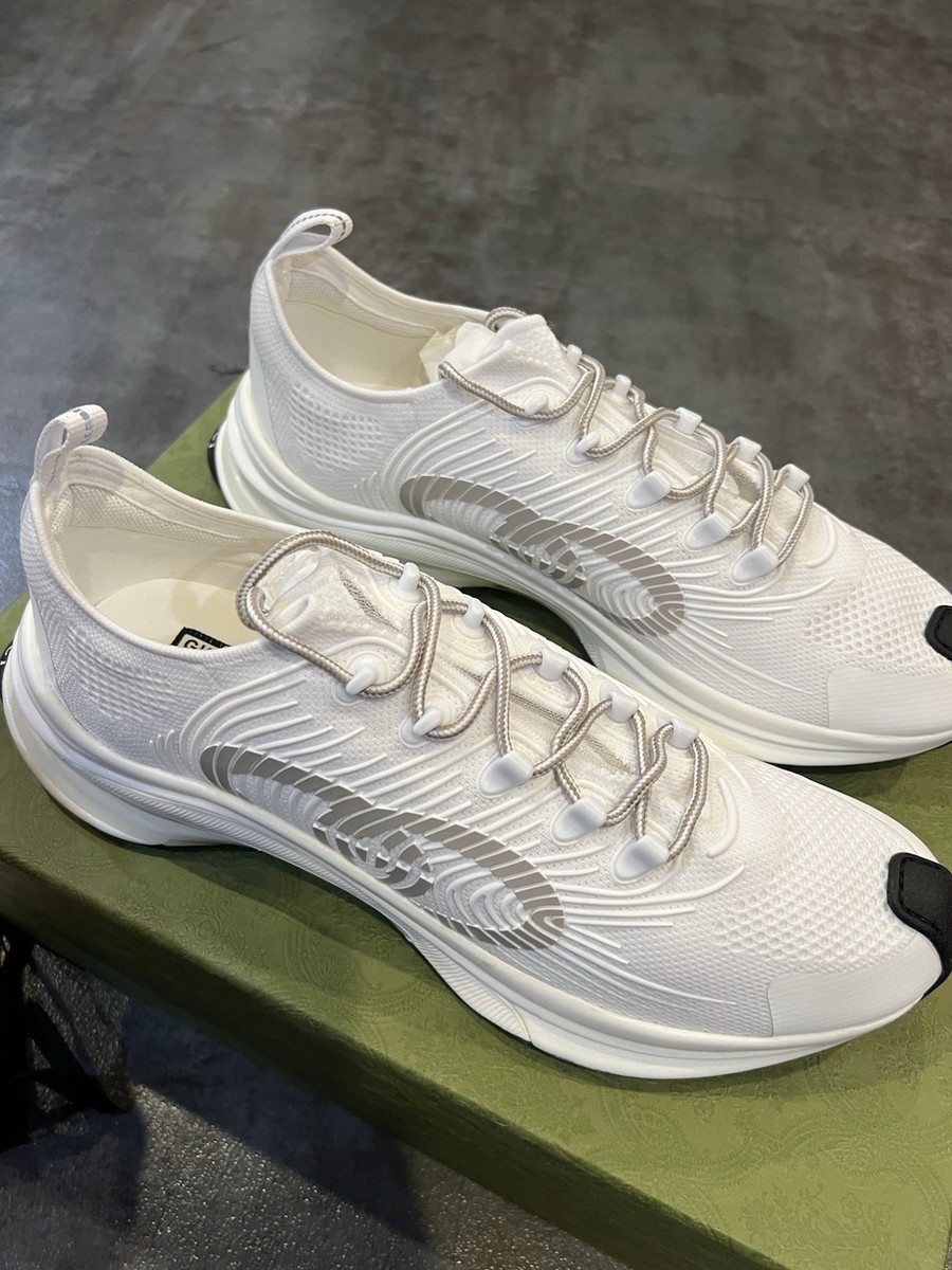 GUCCI RUN INTERLOCKING G RUNNING SNEAKERS -WHITE TECHNICAL FABRIC