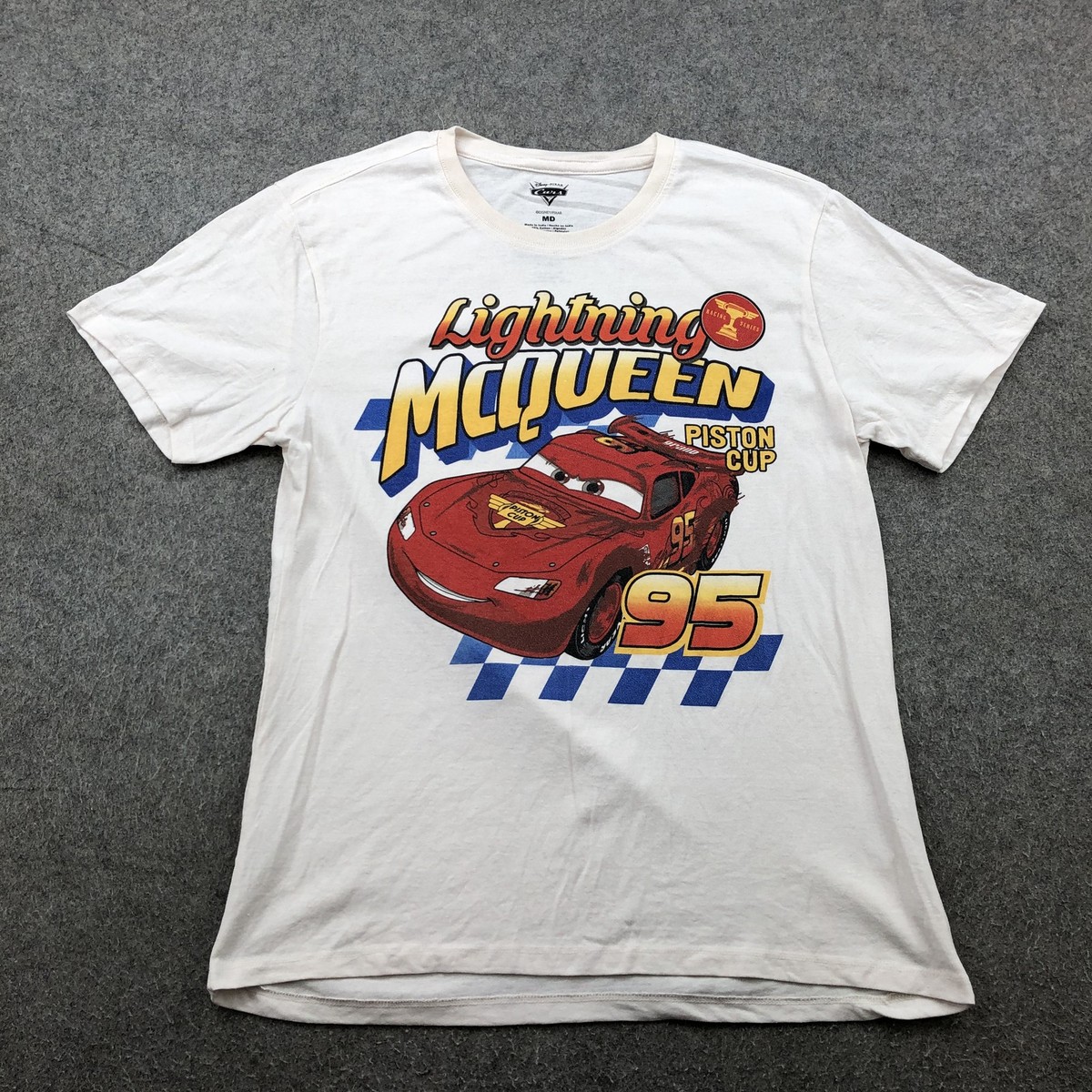 Lightning McQueen Shirt Mens Medium White Disney Pixar Cars 95 