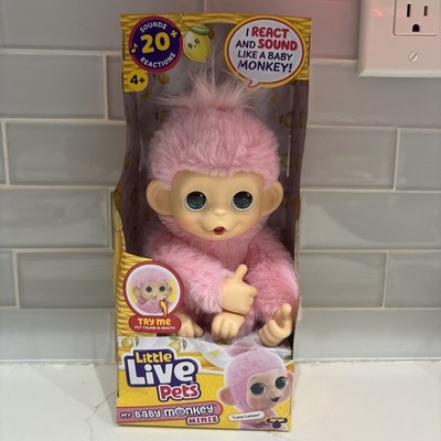 Little Live Pets My Baby Monkey Mini Pink LUNA LEMON Interactive 20+ Sounds