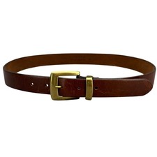 Limited Brown Leather Brass Buckle 1" Wide Belt Women Medium