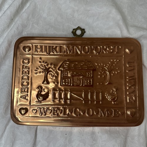 Vintage *Welcome * Copper Kitchen Mold/ Wall Hanger Made in Korea