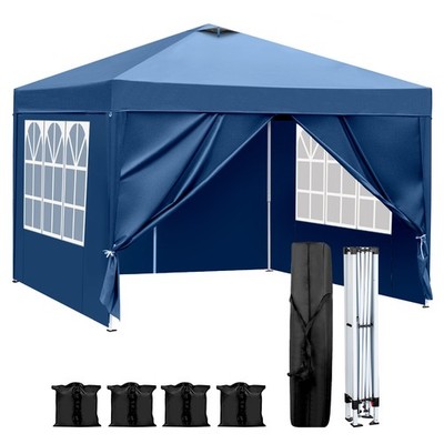 3x3m Pavillon Zelt Partyzelt Gartenpavillon Außen mit Seitenteile &Sandsack Blau