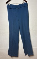 Ann Taylor Womens High Rise Bootcut Dress Pants Blue Twill Belted Size 8 chic