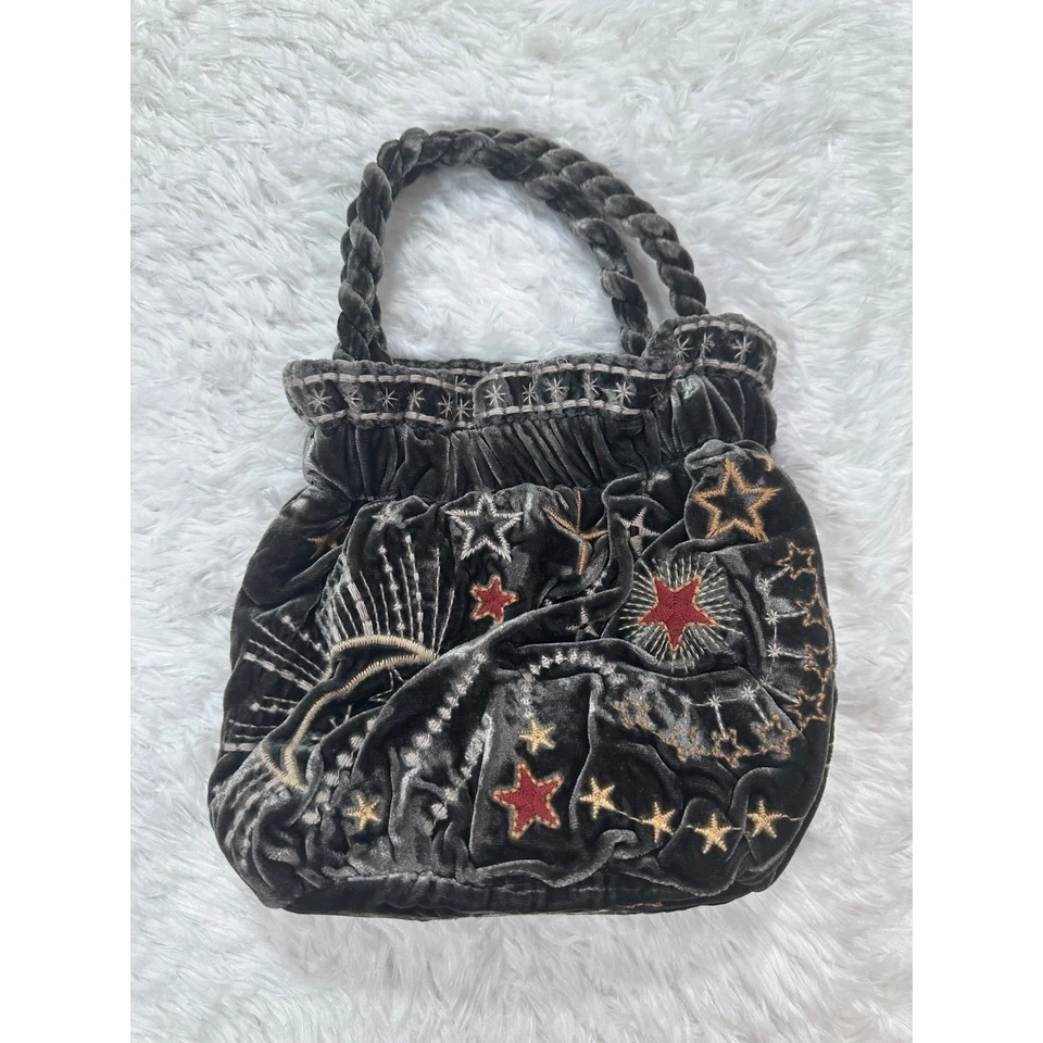Bolso Johnny Was JWLA Callisto Terciopelo Bordado Bucket Pouch Boho Chic Foto 2 de 4