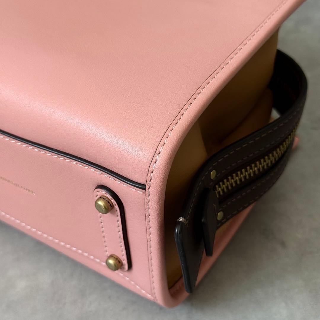 COACH Rogue 17 Color Block Leather Shoulder Bag Pink Compact 2Way     COACH Ro image 8